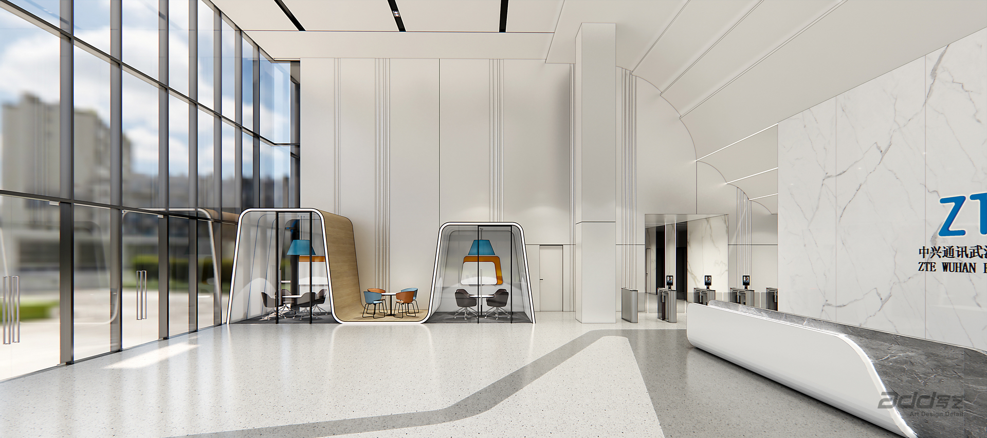 中(zhong)興通(tong)訊辦(bàn)公(gōng)樓裝(zhuang)修-前(qian)廳 角度2 pc