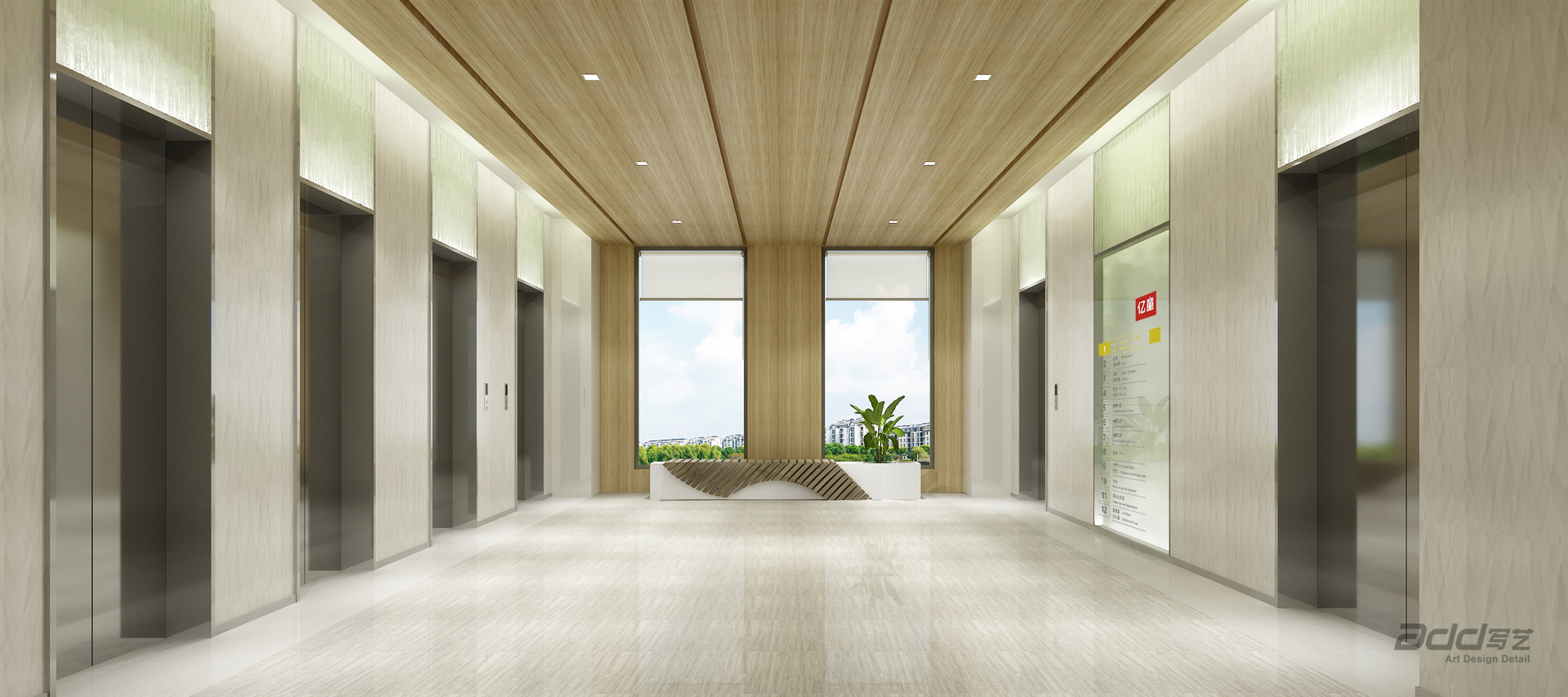 億童文(wén)教辦(bàn)公(gōng)樓設(shè)計(ji)效果圖-電(dian)梯廳-pc